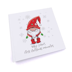 Personalised Baby's First Christmas Photo Album With Santa Gnome