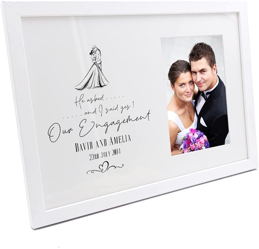 Personalised He Asked I Said Yes Our Engagement Photo Frame