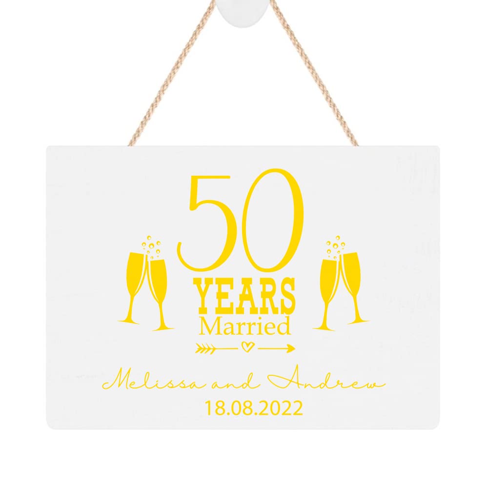 ukgiftstoreonline Personalised 50th Wedding Anniversary Keepsake Plaque Champagne Design