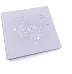 ukgiftstoreonline Nanny Themed Heart Photo Album For 50 x 6 by 4 Photos Silver Print