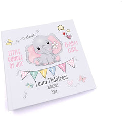 ukgiftstoreonline Personalised Baby Girl Photo album with elephant Design