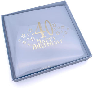 40th Birthday Blue Photo Album Gift With Gold Script