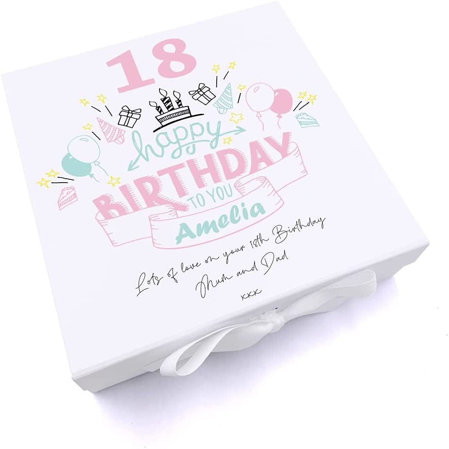ukgiftstoreonline Personalised Any Age Happy Birthday Gift For Her Keepsake Memory Box 18th, 21st, 30th, 40th, 50th