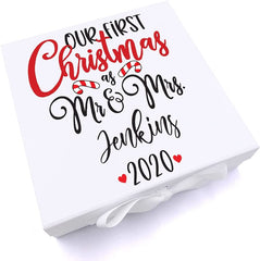 ukgiftstoreonline Personalised Mr and Mrs Our First Christmas Keepsake Memory Box Gift