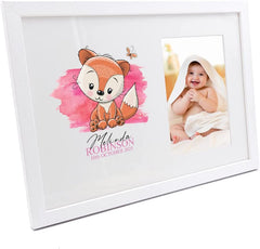 Personalised Baby Girl Cute Fox Design Photo Frame.