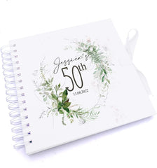 Personalised 50th Birthday Scrapbook Photo album Gift With Botanical Design