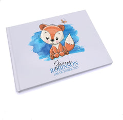 Personalised Baby Boy Cute Fox Design Guest Book