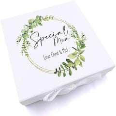 Personalised Special Mum Wreath Design Keepsake Memory Box