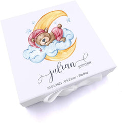 ukgiftstoreonline Personalised Baby Gift Keepsake Memory Box Teddy On Cloud