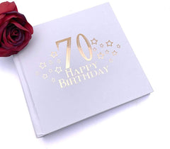 ukgiftstoreonline 70th Birthday Photo Album For 50 x 6 by 4 Photos Rose Gold Print