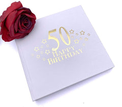 ukgiftstoreonline 50th Birthday Photo Album For 50 x 6 by 4 Photos Gold Print