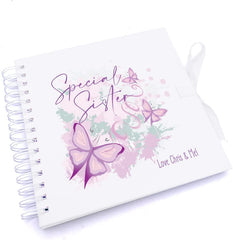 Personalised Special Sister Pink & Purple Butterfly Gift Scrapbook Photo Album