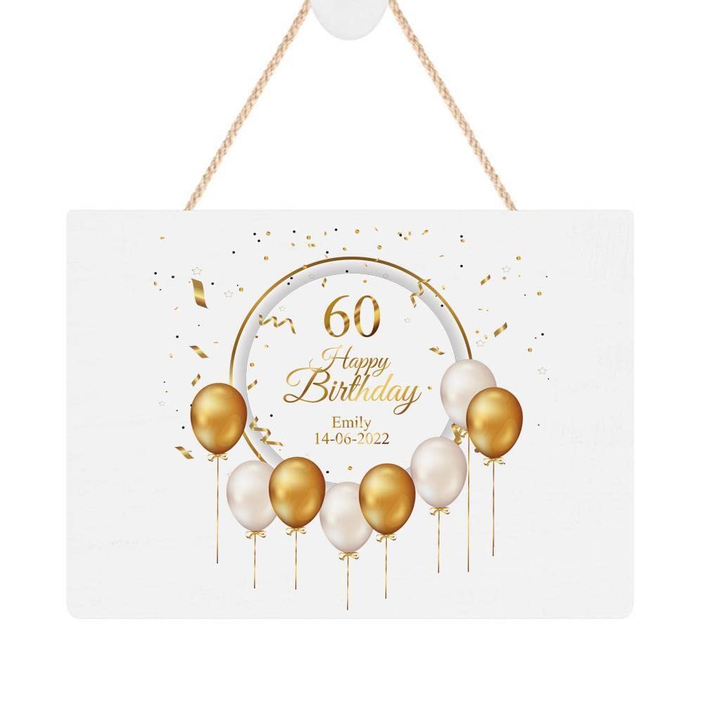ukgiftstoreonline Personalised 60th Birthday Plaque Gift With Balloons