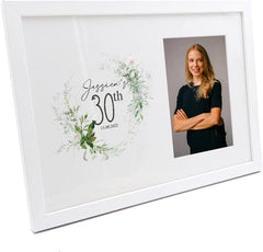 Personalised 30th Birthday Photo Frame Gift With Botanical Design