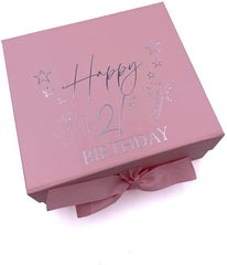 ukgiftstoreonline Pink 21st Birthday Keepsake Memory Box Gift With Silver Print
