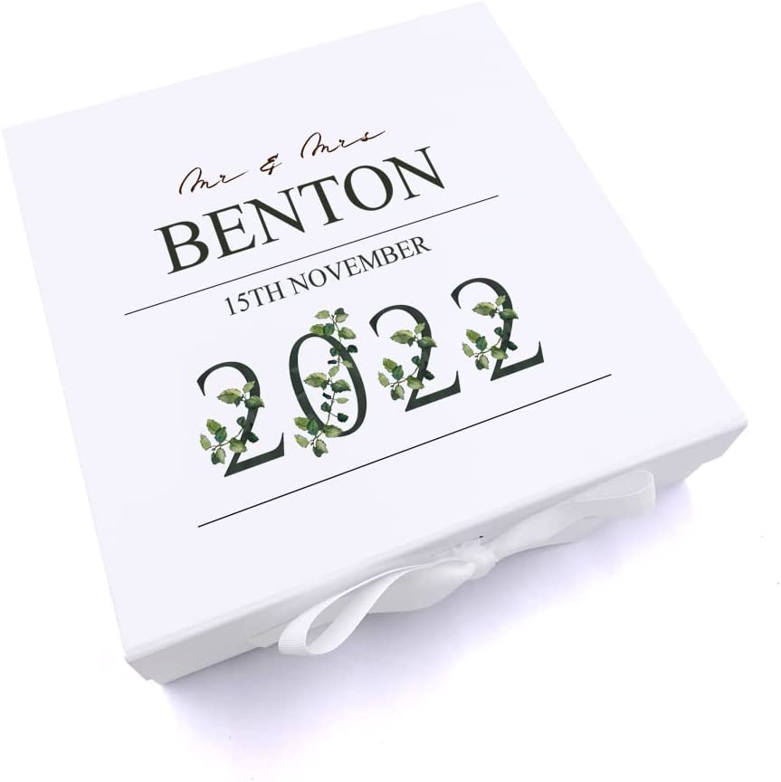 Personalised Wedding Keepsake Memory Gift Box Gift With Leaf Design