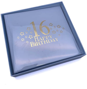 16th Birthday Blue Photo Album Gift With Gold Script
