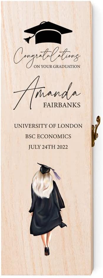 Personalised Female Graduation Wooden Wine or Champagne Box Gift