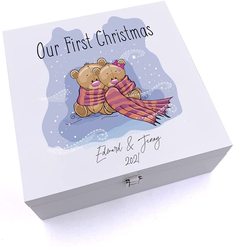 ukgiftstoreonline Personalised Our First Christmas Keepsake Wooden Box