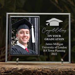 Personalised Graduation Keepsake Glass Photo Frame In Lined Gift Box
