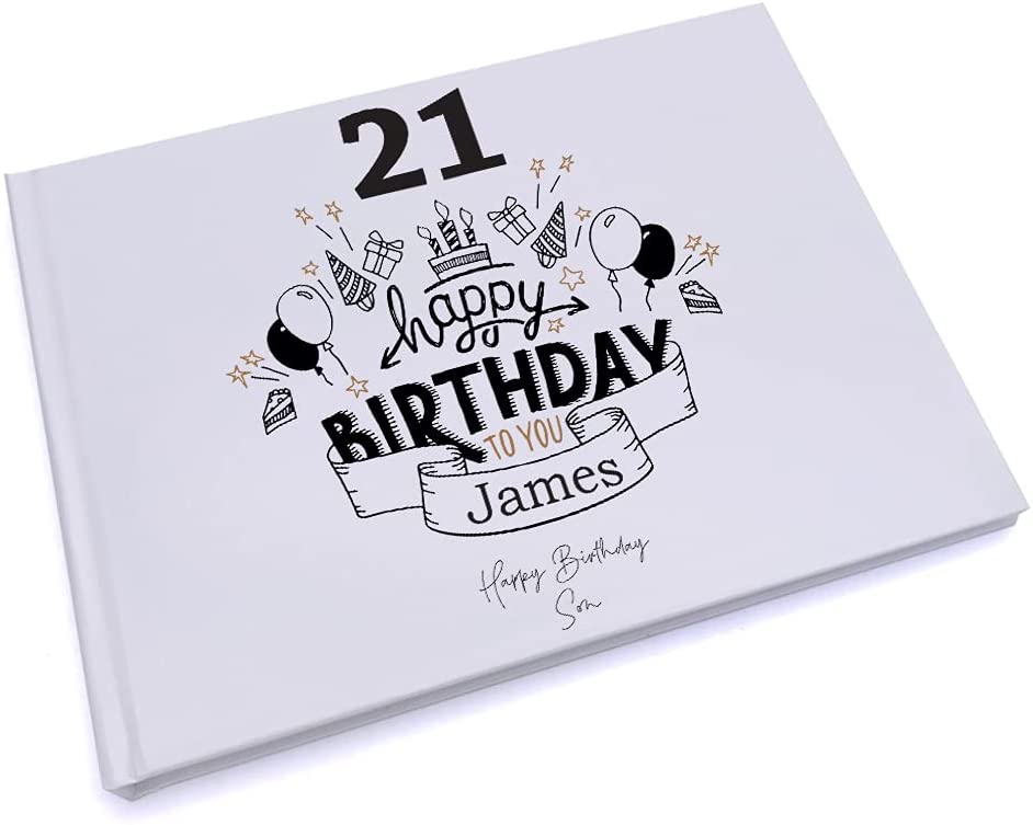 Personalised Any Age Birthday Guest book Hard Cover 80 Pages 18th,21st, 30th, 40th