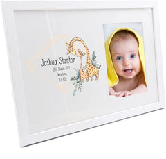 Personalised Cute Baby Photo Frame With Giraffes