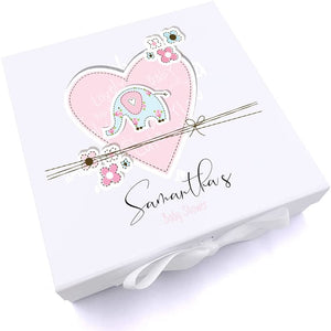 ukgiftstoreonline Personalised Baby Shower Heart Design Keepsake Memory Box