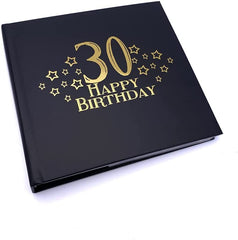 30th Birthday Black Photo Album Gift With Gold Script