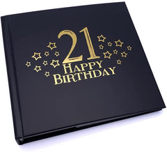 21st Birthday Black Photo Album Gift With Gold Script