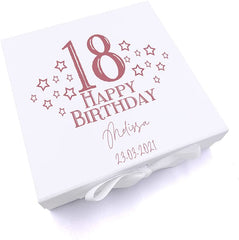 ukgiftstoreonline Personalised Any Age Birthday Gift Keepsake Memory Box Star Design 18th, 21st, 30th, 40th, 50th, 60th