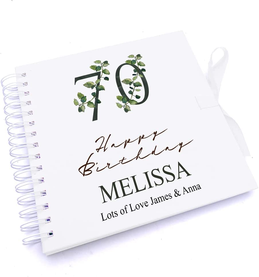Personalised 70th Birthday Green Leaf Design Gift Scrapbook Photo Album