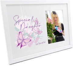 Personalised Special Daughter Pink & Purple Butterfly Gift Photo Frame