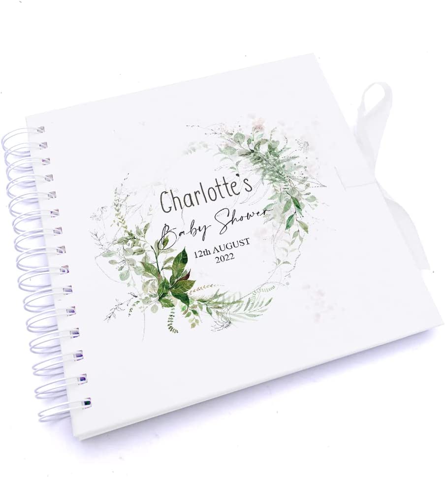 Personalised Baby Shower Guest Book, Scrapbook Album Botanical Themed