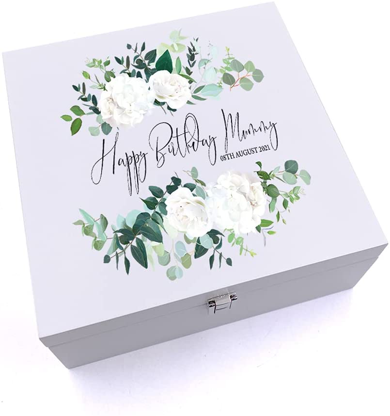 ukgiftstoreonline Personalised Flowers Birthday Keepsake Wooden Box