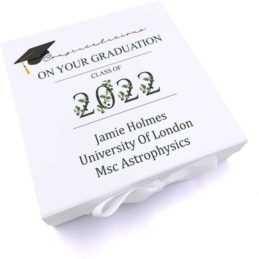 Personalised Graduation Keepsake Memory Gift Box Gift With Leaf Design
