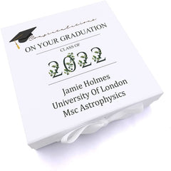 Personalised Graduation Keepsake Memory Gift Box Gift With Leaf Design