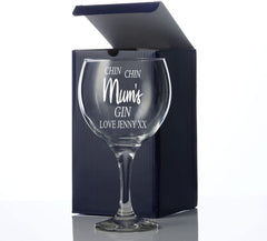 Engraved Personalised Mum Gin Glass Present for her in box