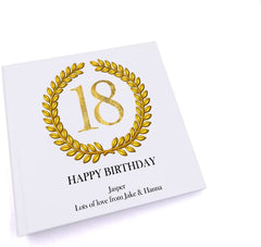 Personalised 18th Birthday Gift for Him Photo Album Gold Wreath Design