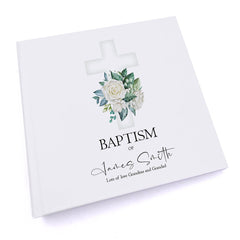 Personalised Baptism 6x4" Slip in Photo Album Gift With Green Cross