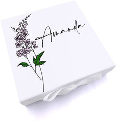 Personalised Birth Flower Birthday Keepsake Box Memory gift box