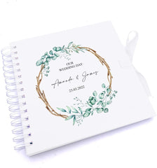 Personalised Wedding Guest Book, Photo Album, Scrapbook Sticks and Leaves Design