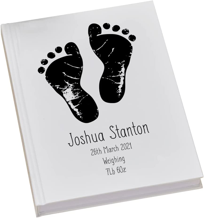 Personalised Baby Record Book Keepsake Milestone Journal Footprint