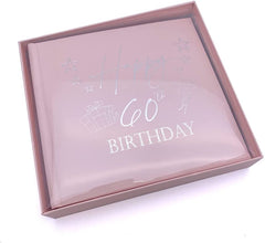 60th Birthday Gift For Her Pink Photo Album With Silver Present Script