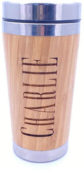 Personalised Bamboo Insulated Travel Mug Gift Any Name Modern Font