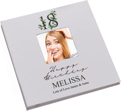Personalised 18th Birthday Photo Album Linen Cover With Leaf Design