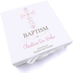 ukgiftstoreonline Personalised Baptism ornate cross Keepsake Memory Box