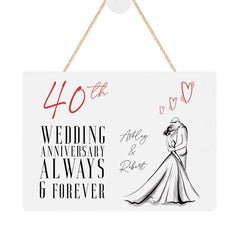 ukgiftstoreonline Personalised 40th Anniversary Plaque Gift With Couple and Hearts
