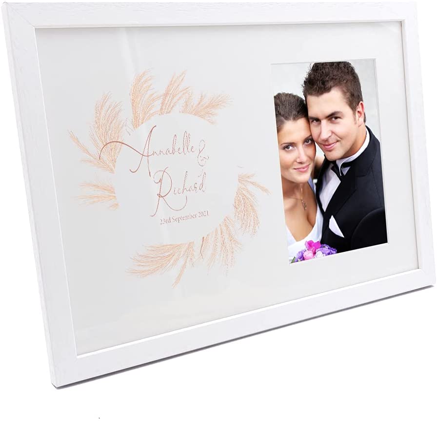 Personalised Wedding Feather Design Photo Frame