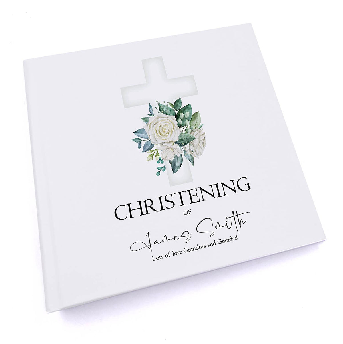 Personalised Christening 6x4" Slip in Photo Album Gift With Green Cross