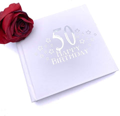 ukgiftstoreonline 50th Birthday Photo Album For 50 x 6 by 4 Photos Silver Print